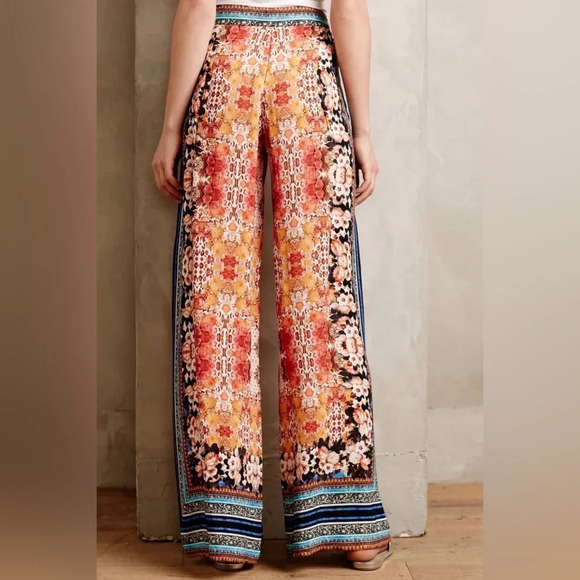 RANNA GILL by ANTHROPOLOGIE Samaire Wide Leg Pants in Blue Motif - Picture 2 of 10